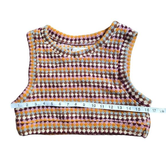 Zara -629 Multicolor Knit Crop Top Boho Hippie Fits an XS/S - Picture 5 of 6
